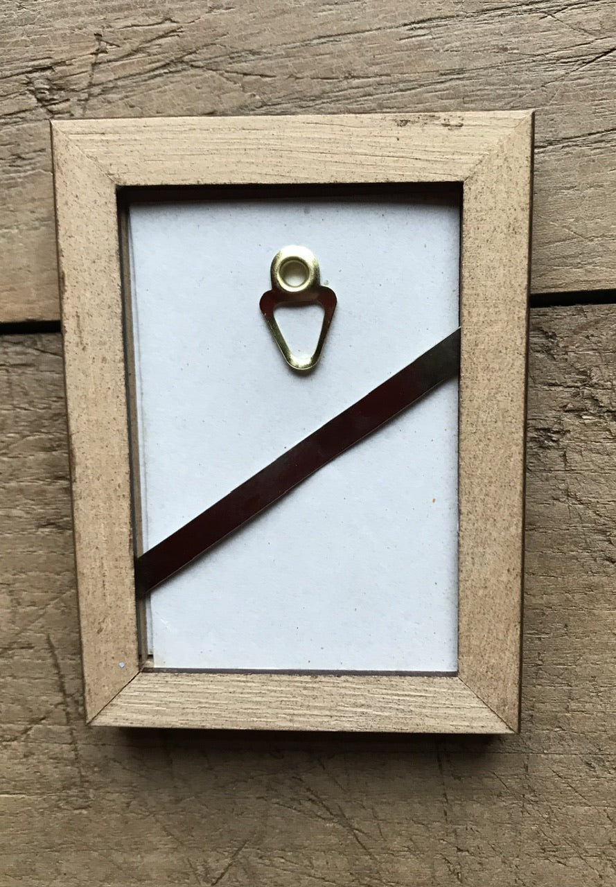 Hedgehog with herbs - original painting in wooden frame