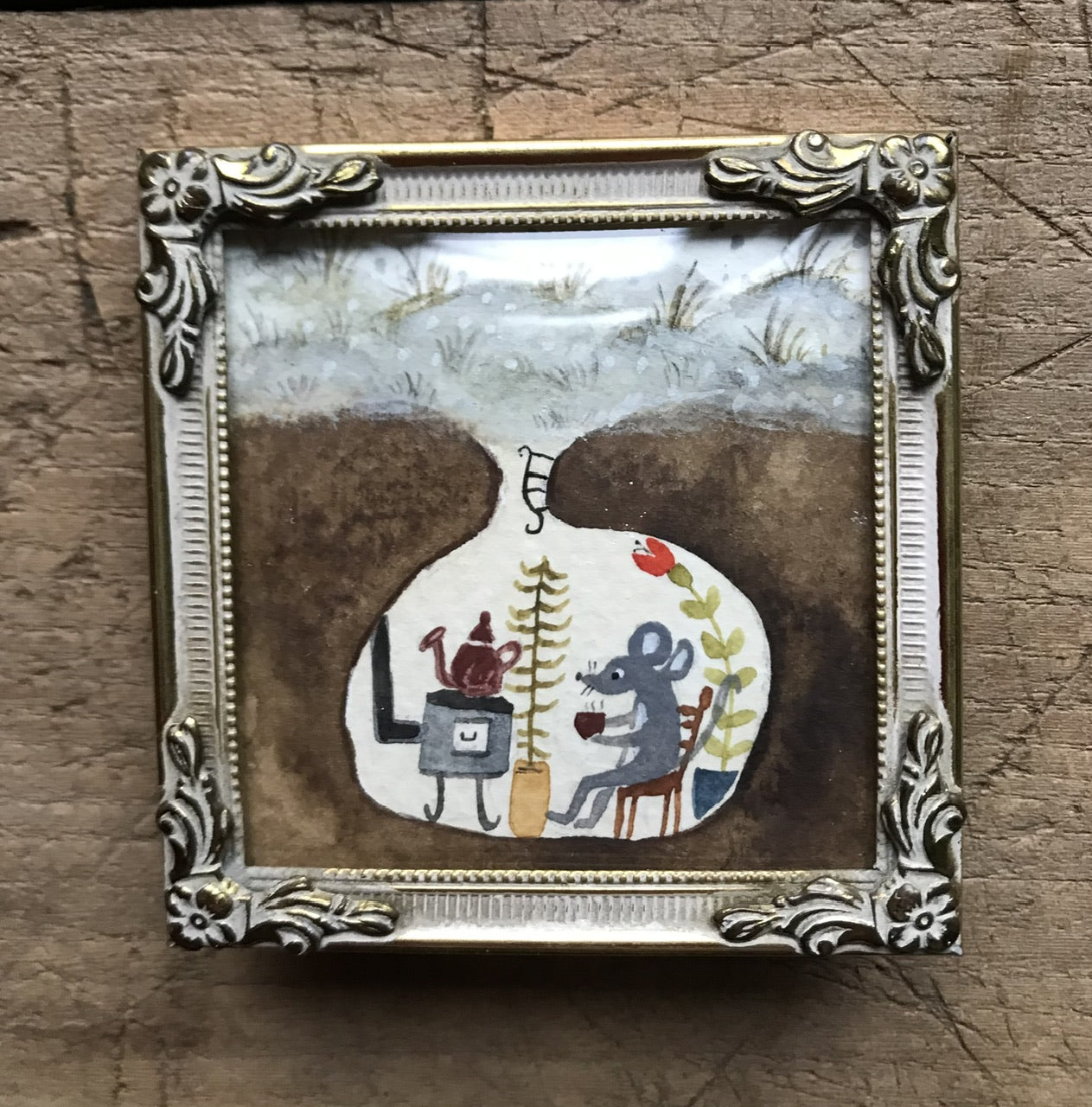 Chilling - original painting in metal frame