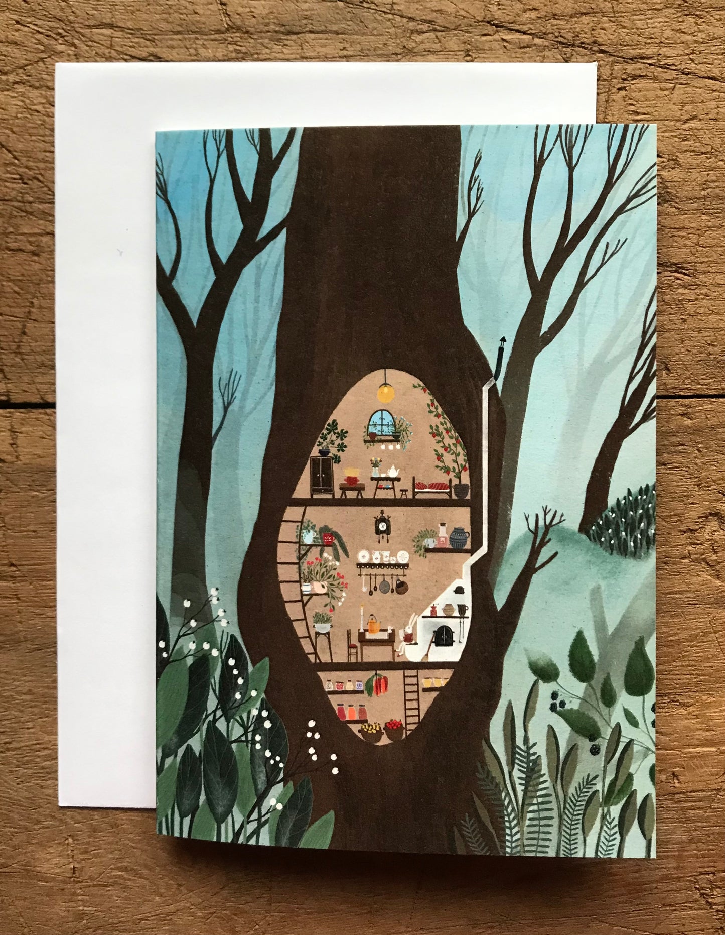 Bunny treehouse - eco friendly card