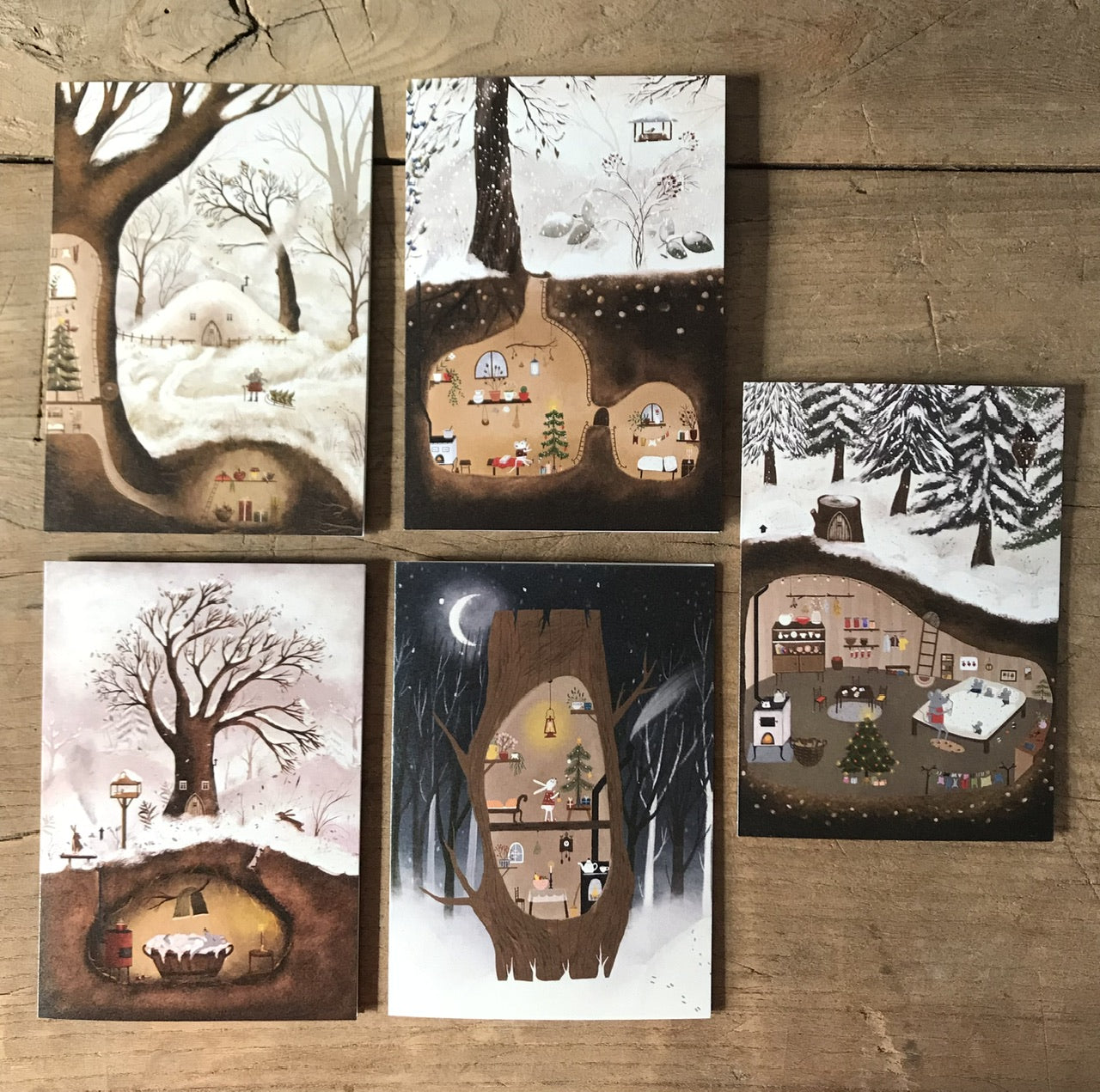 Winter - set of 5 cards - eco friendly cards