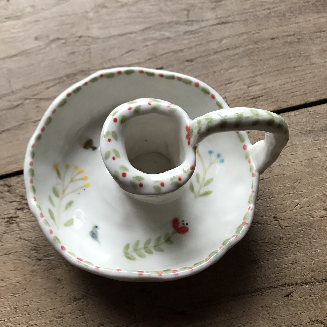 Flowers porcelain candle holder