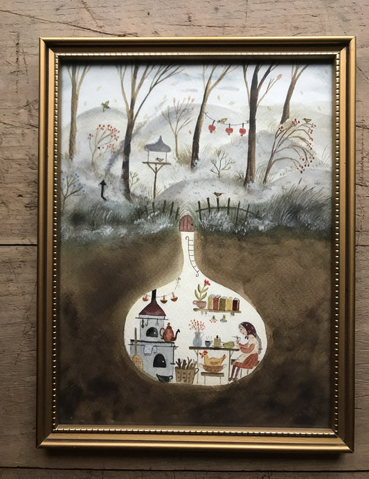 Living in harmony  - original painting in wooden frame