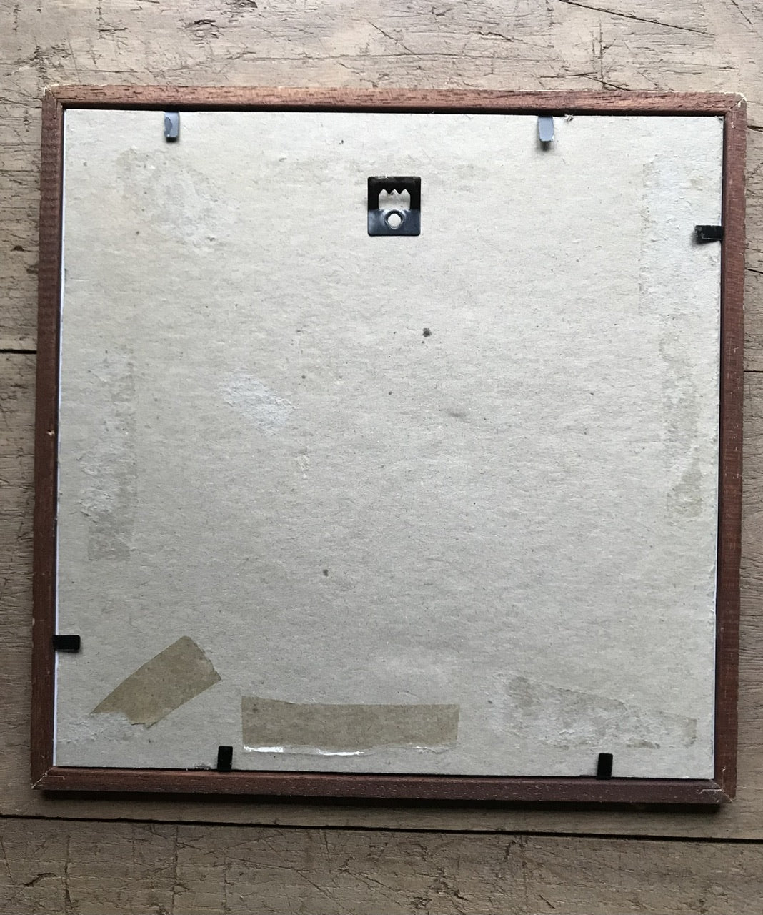 Home - original painting in wooden vintage  frame / pressed plant collage