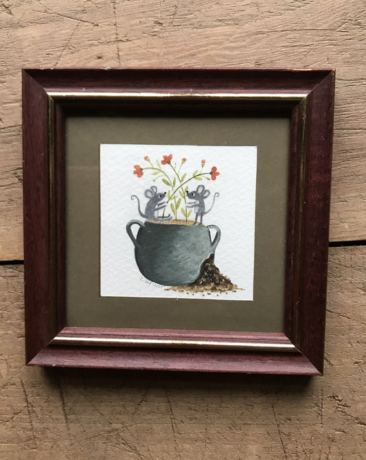 The flower pot - original painting in wooden frame (Copy)