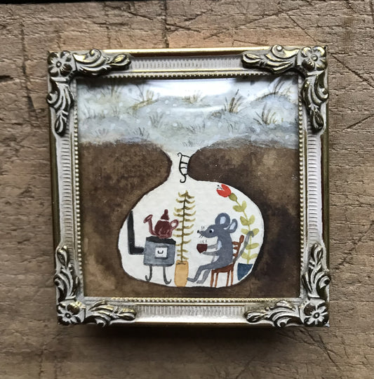 Chilling - original painting in metal frame