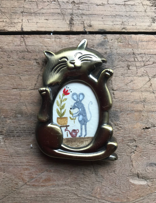 Cat frame - small original paintings in metal frame
