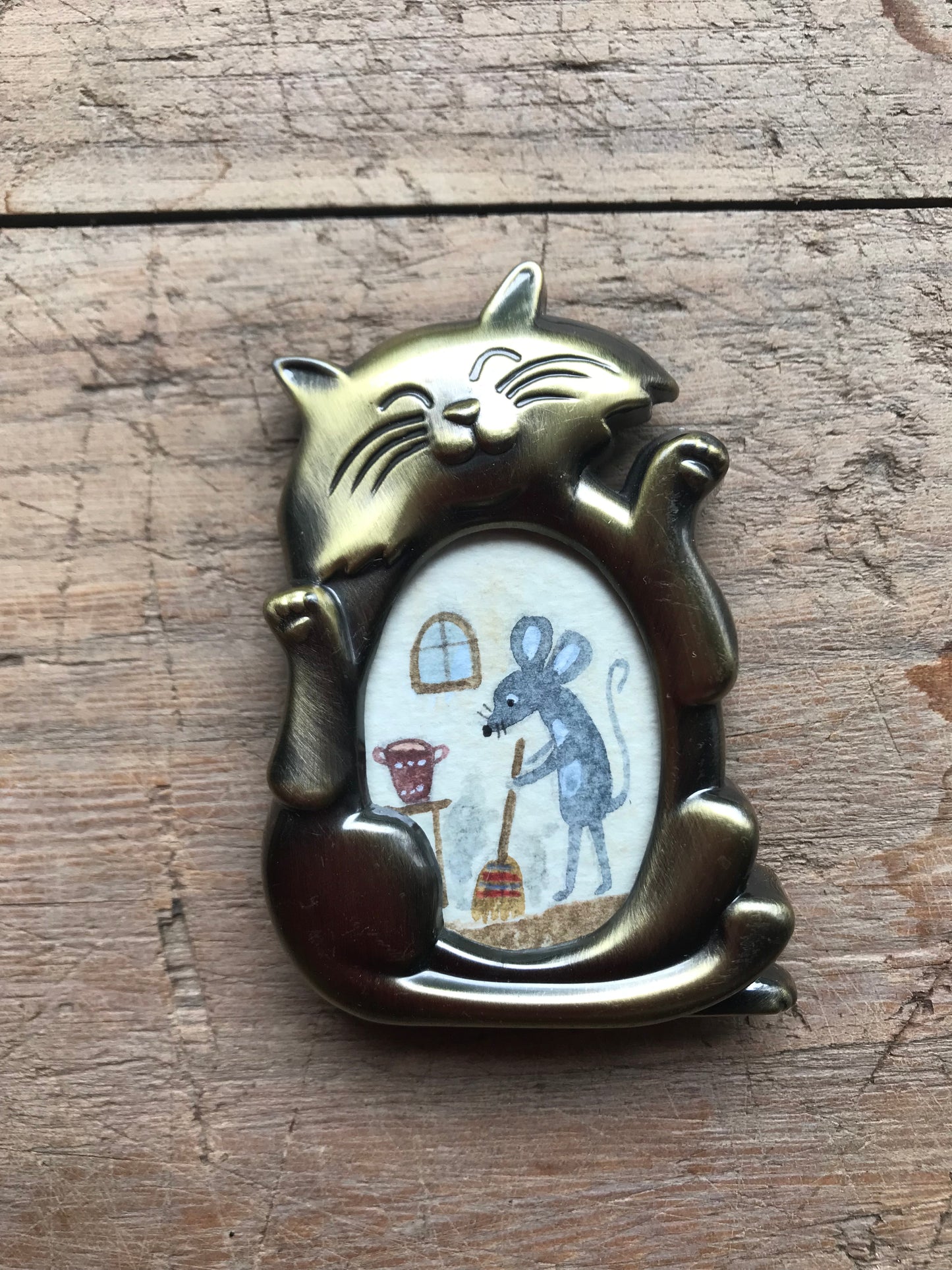 Cat frame - small original paintings in metal frame