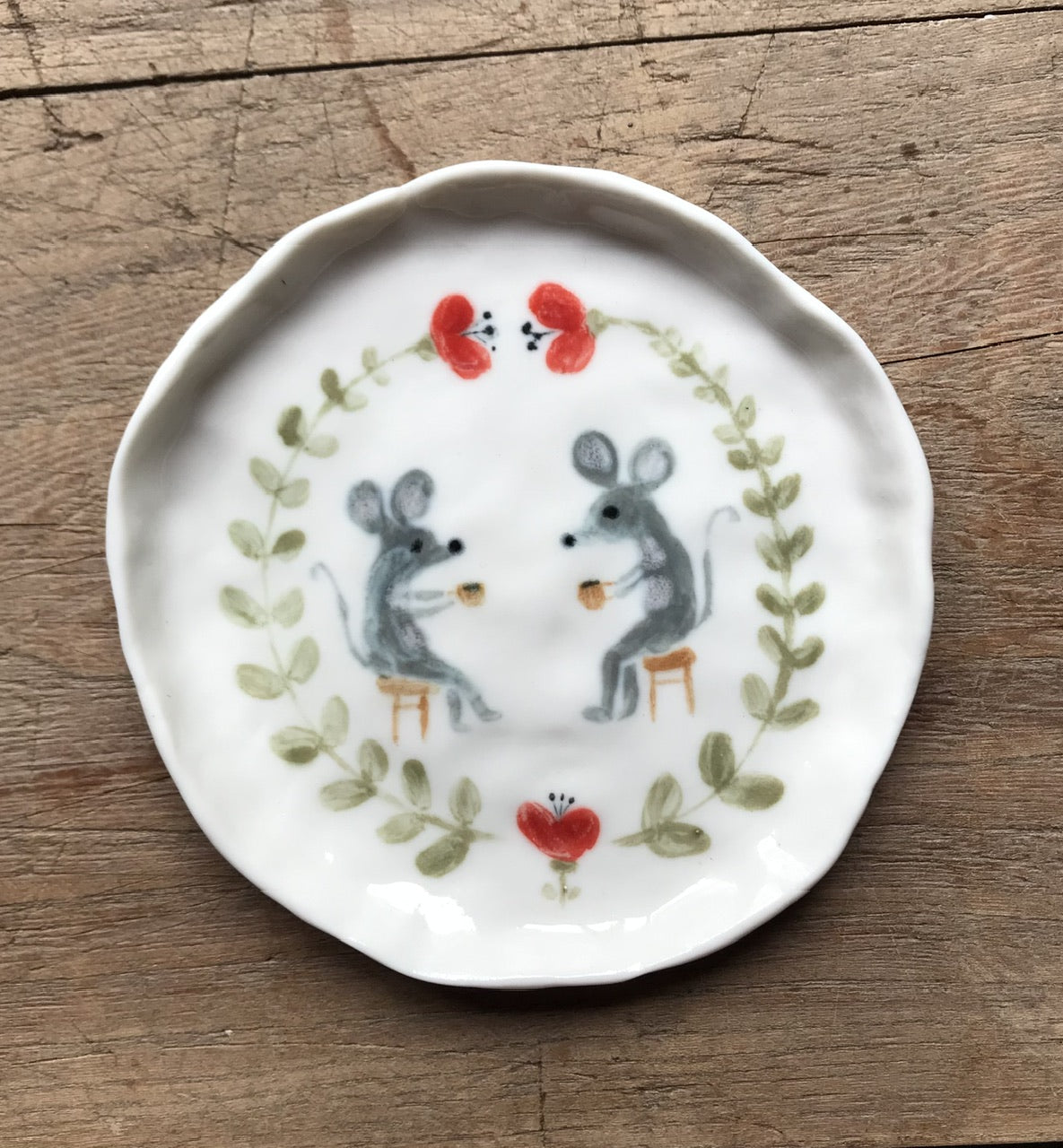 Coffee & mouse - porcelain tray/plate for tiny things