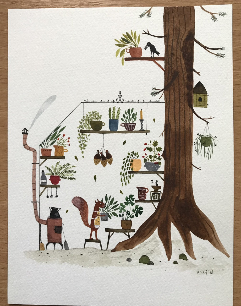Squirrel home - original painting