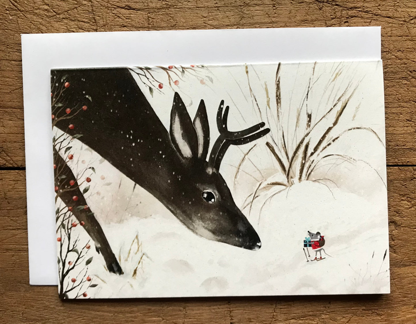 Little mouse with deer - eco friendly card