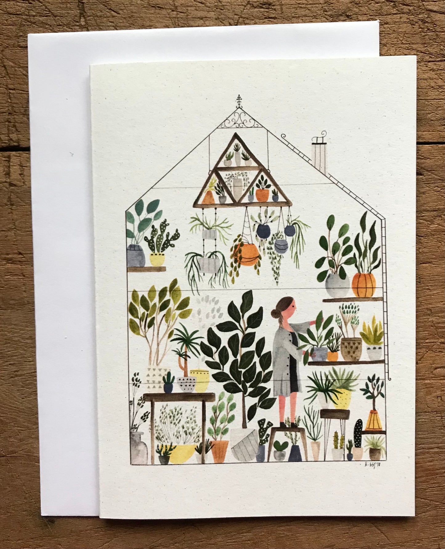 Boho greenhouse girl  - eco friendly card