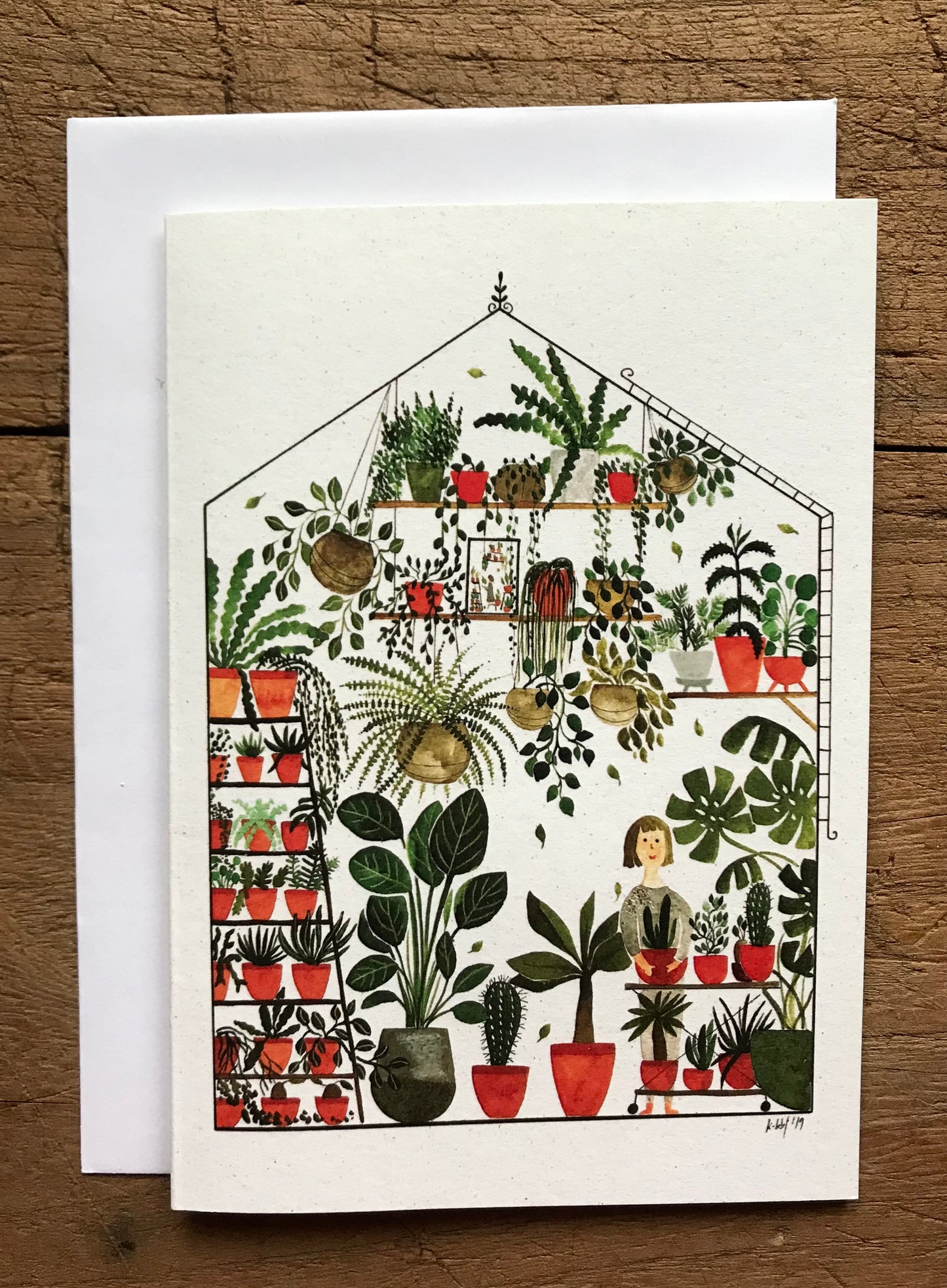 Terracotta greenhouse girl  - eco friendly card