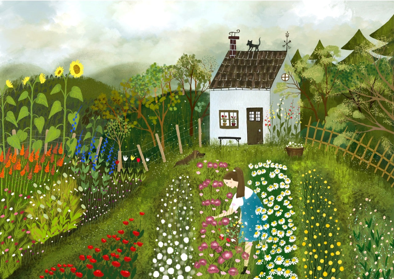 Flower farm girl - fine art print