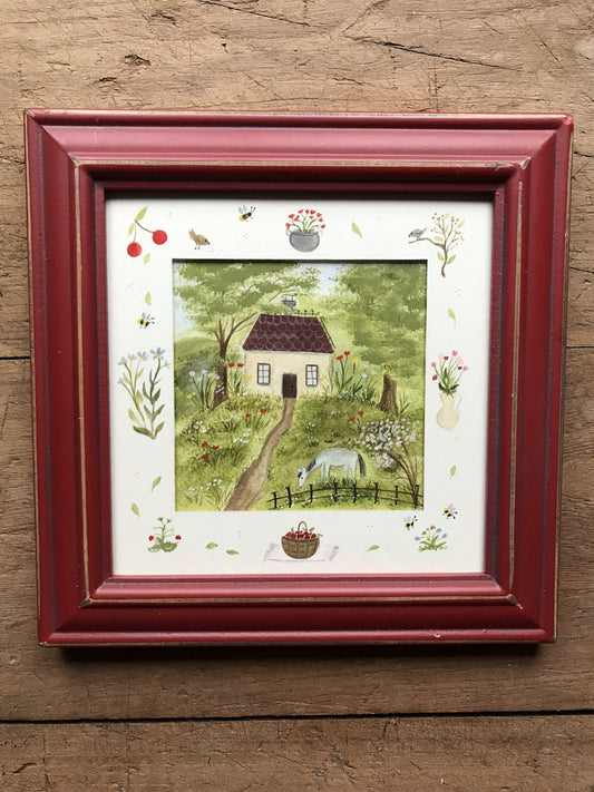 Summer cottage  - original painting in wooden frame