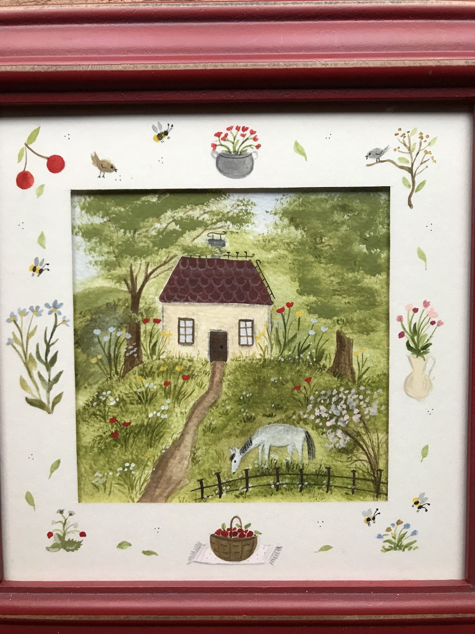 Summer cottage  - original painting in wooden frame