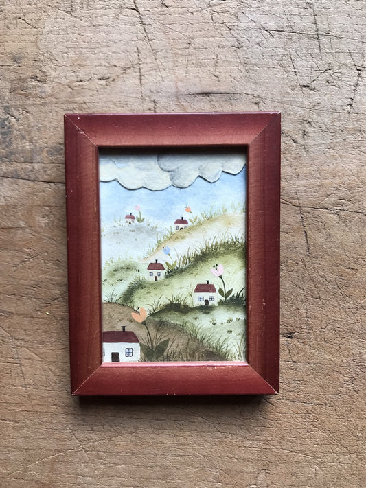 Tiny homes - original painting in wooden frame