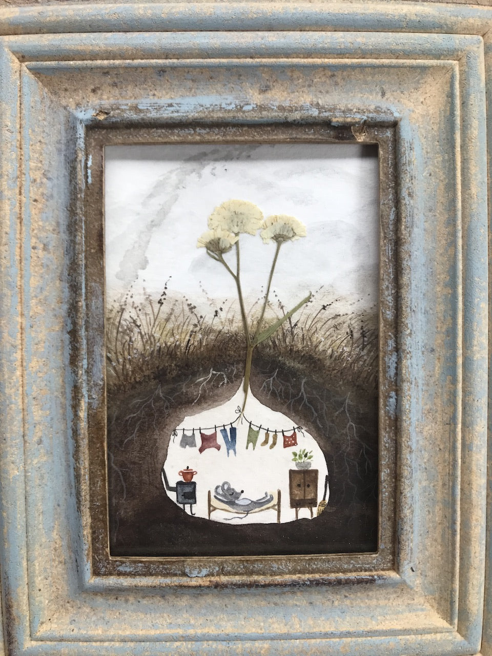 Laundry done   - original painting in wooden frame