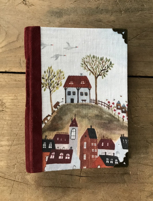 Cottage on the hill - handmade journal / notebook