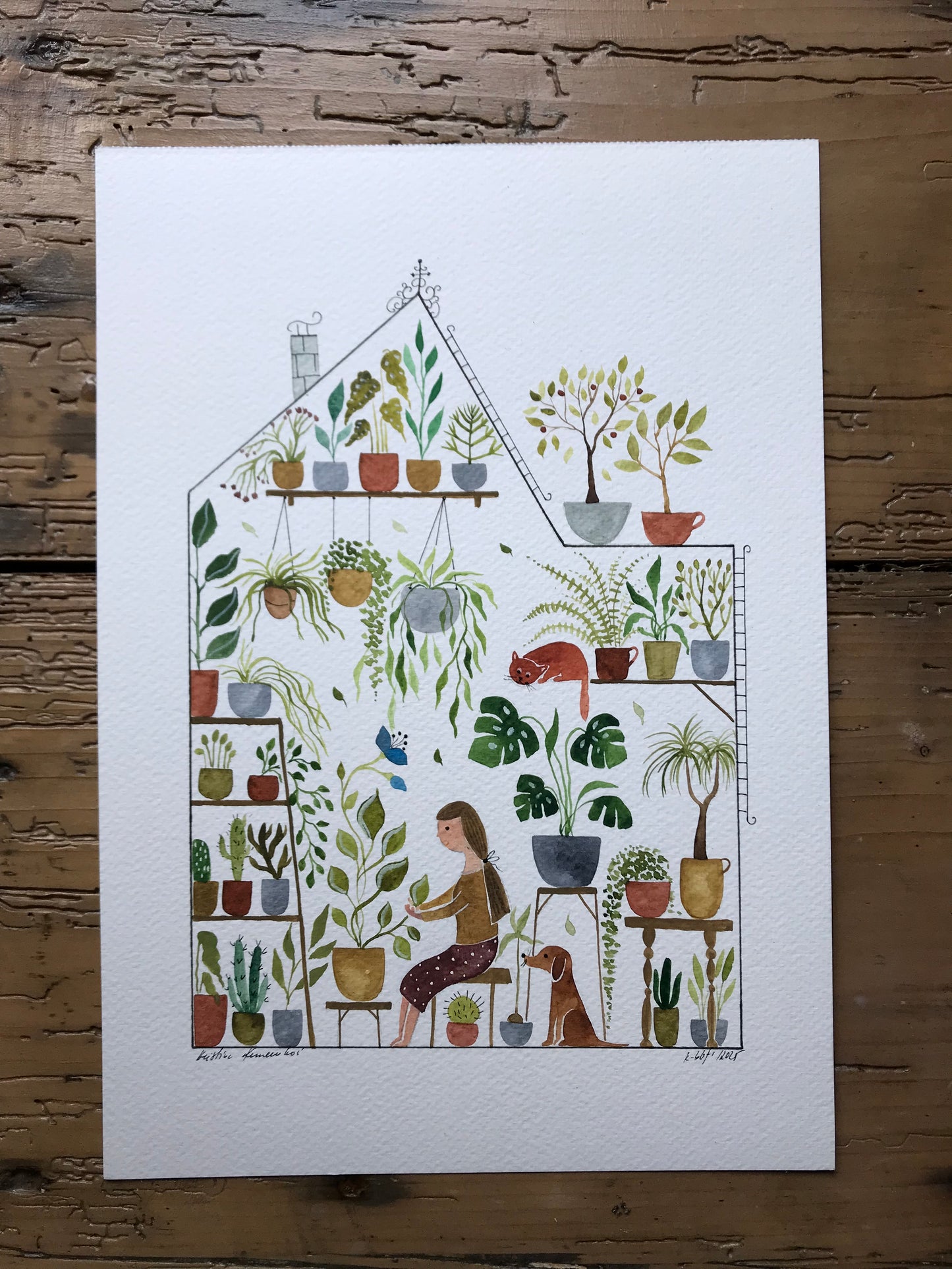 Greenhouse girl - original watercolour painting