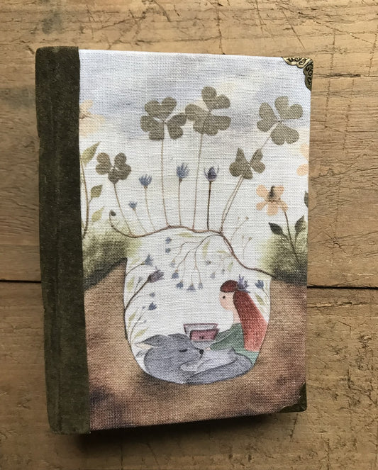 Storyteller girl - handmade journal / notebook
