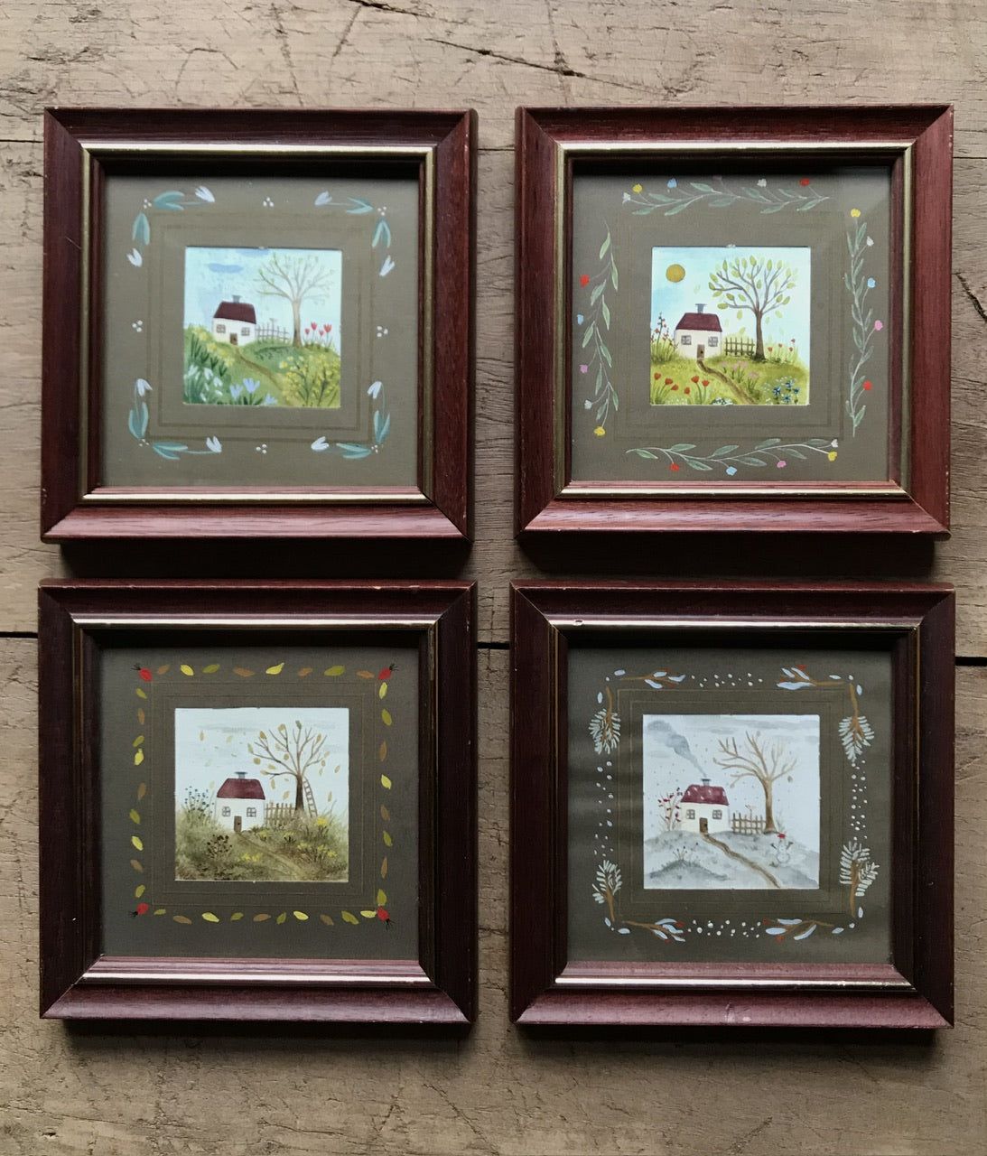 Seasons  - original painting in wooden frame