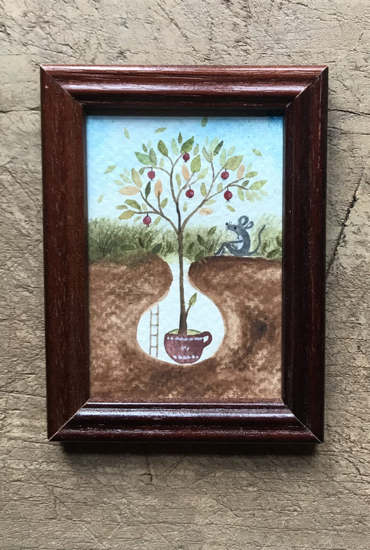 Apple tree - original painting in wooden frame