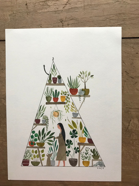 Save me - Triangle greenhouse girl - original painting