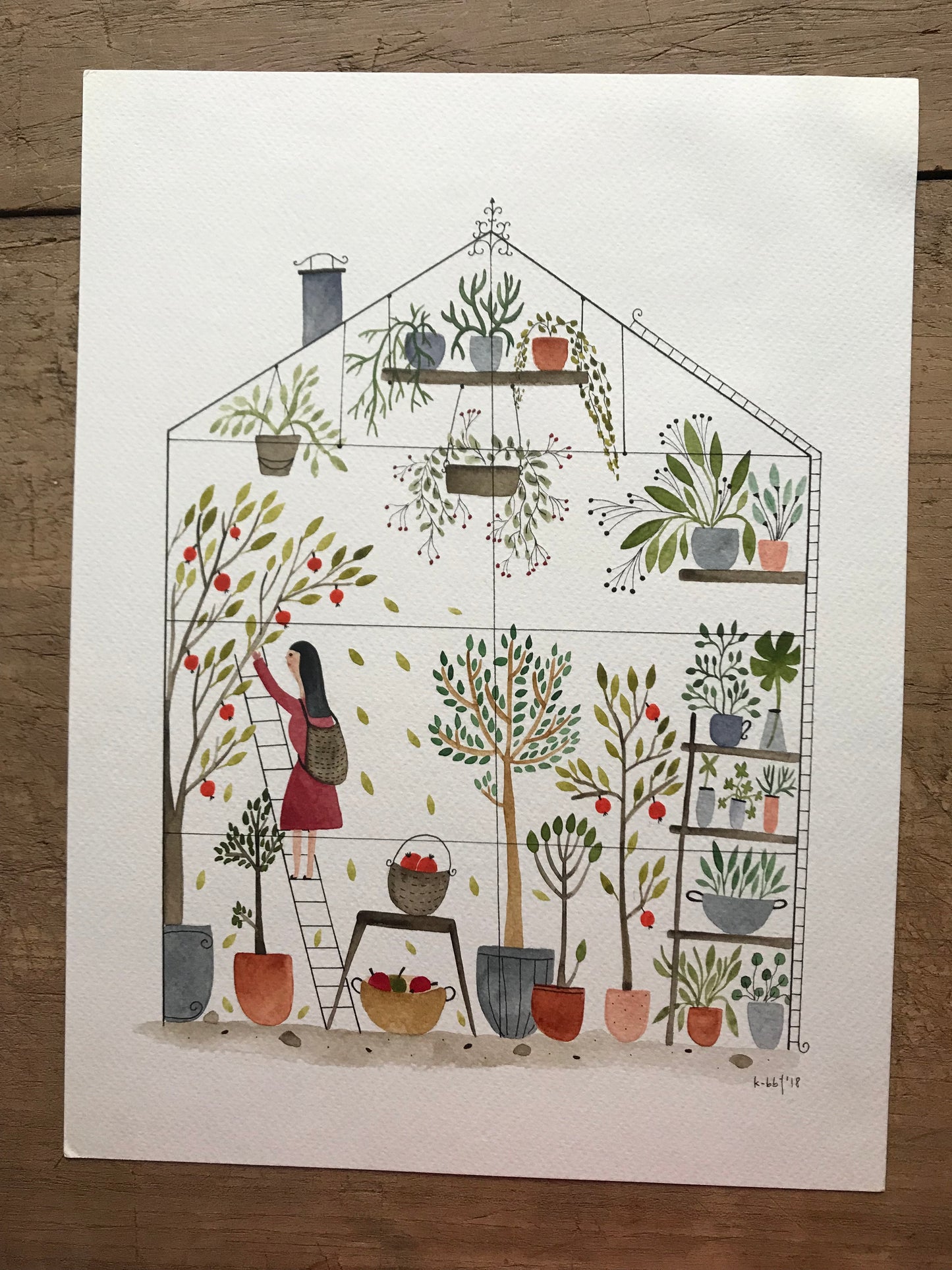 Save me - apple greenhouse girl - original painting (Copy)