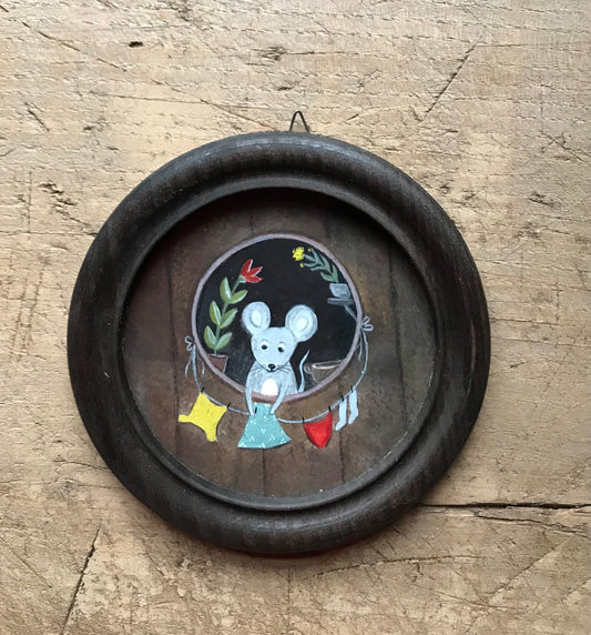 Laundry - original painting in wooden frame