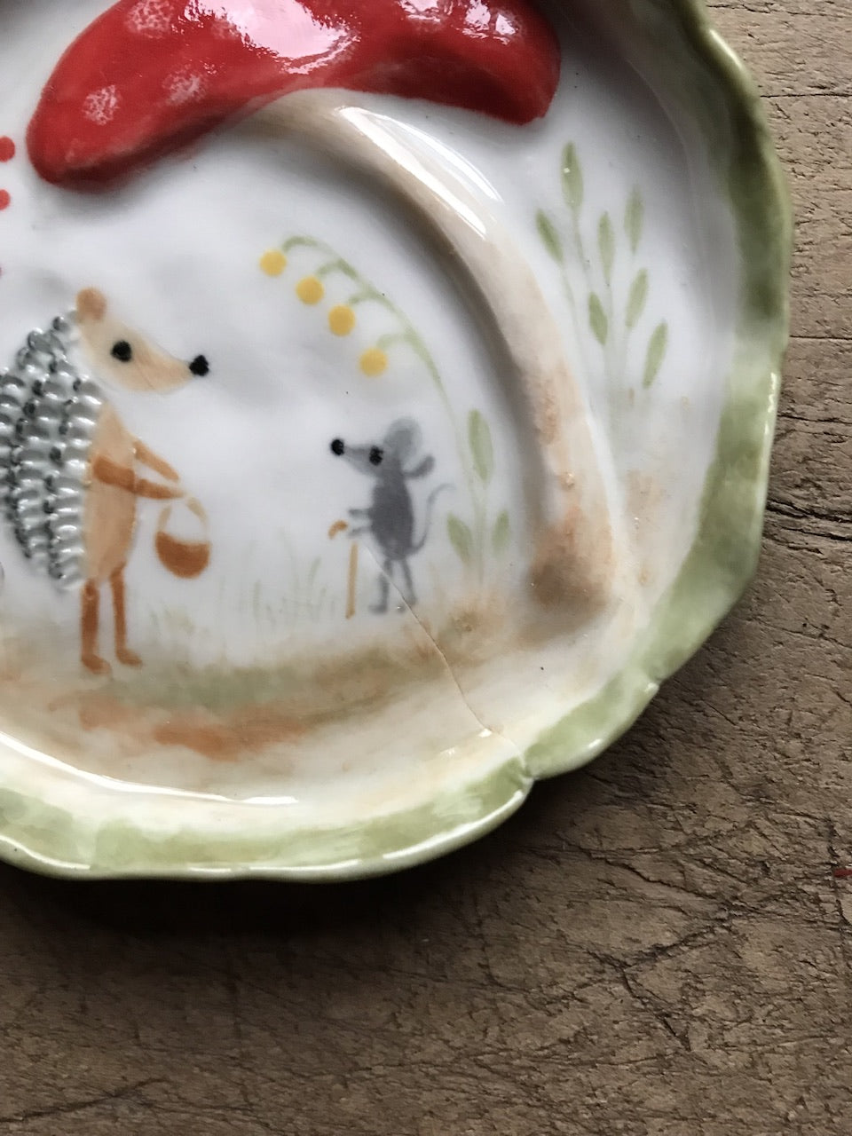 Mushroom meeting - porcelain tray/plate for tiny things